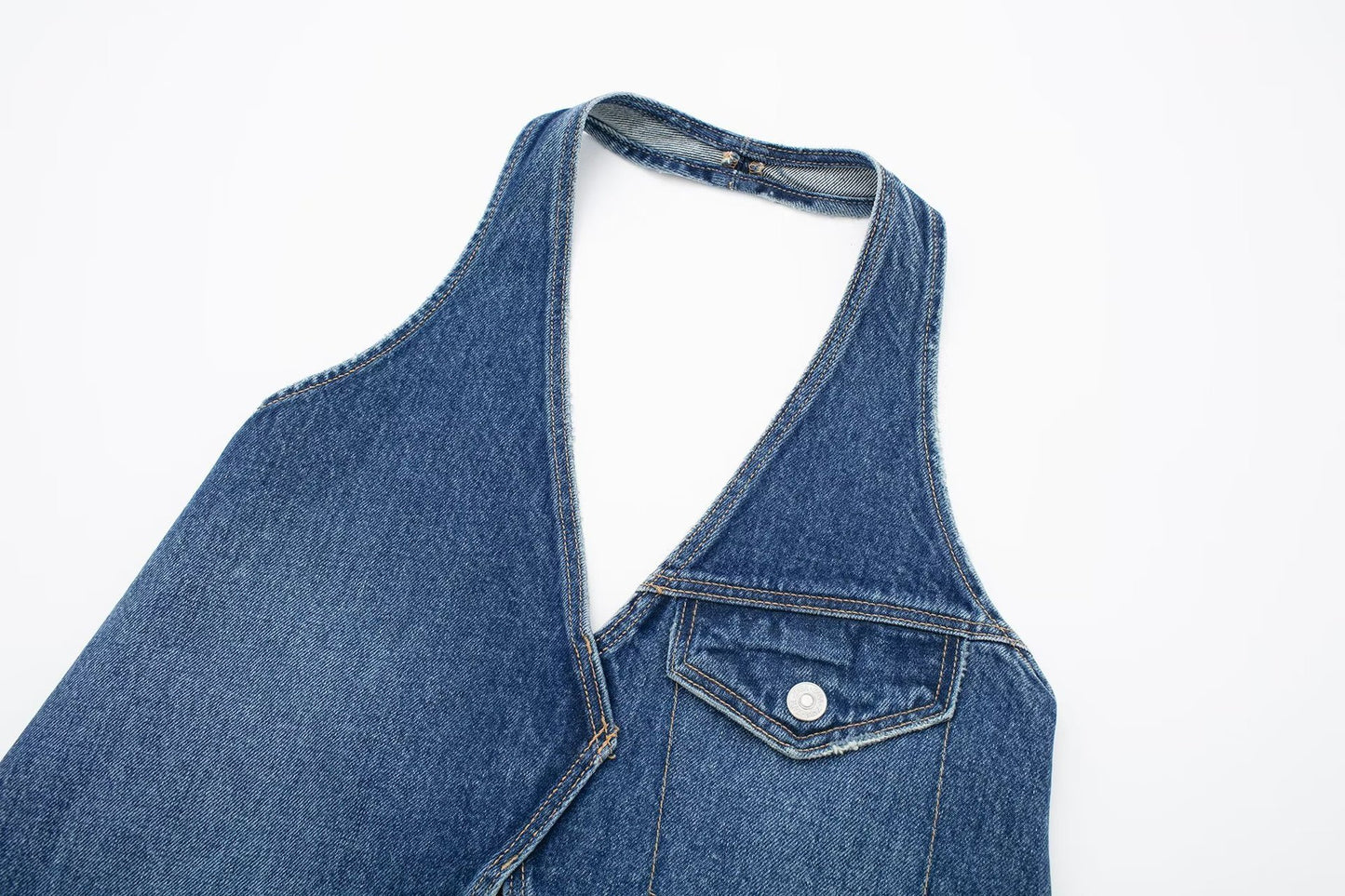 Women's Collar Denim Top Mid Waist
