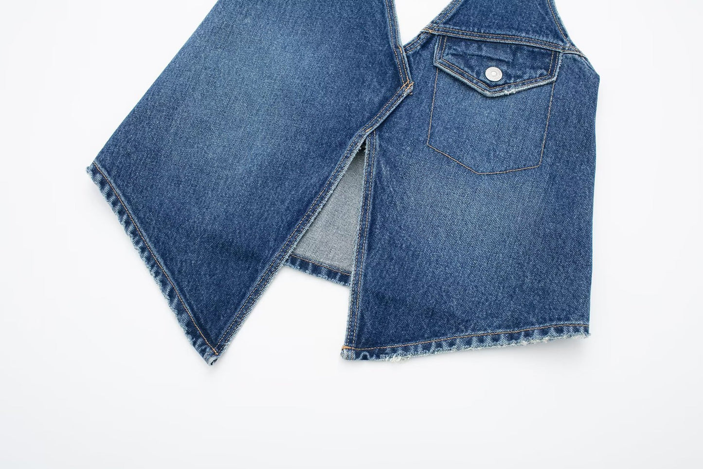 Women's Collar Denim Top Mid Waist