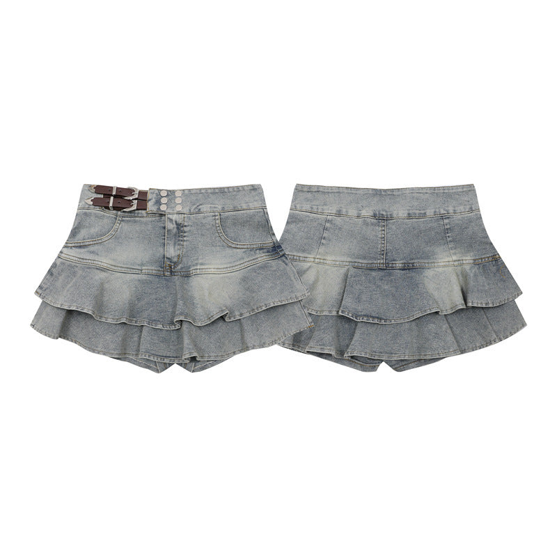 American Retro Girly Simplicity Denim Skirt