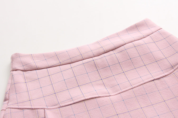 College wind bow plaid woolen skirt female A word skirt student skirt