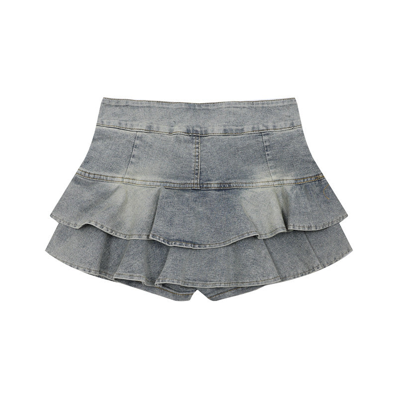 American Retro Girly Simplicity Denim Skirt